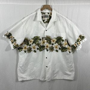 KY'S Made In Hawaii White Floral Tropical Short Sleeve Button Shirt Mens Sz 3XL